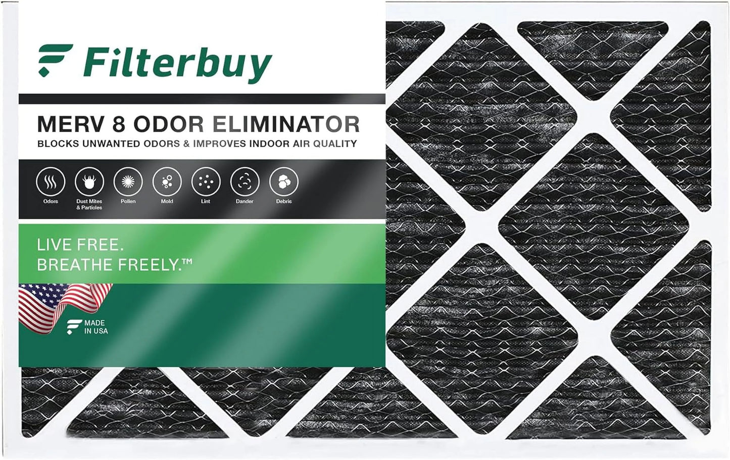 Activated with Pleated 14x24x1 Odor MERV Filterbuy 8 HVAC Filters Carbon AC (1-Pack) Eliminator Air Furnace