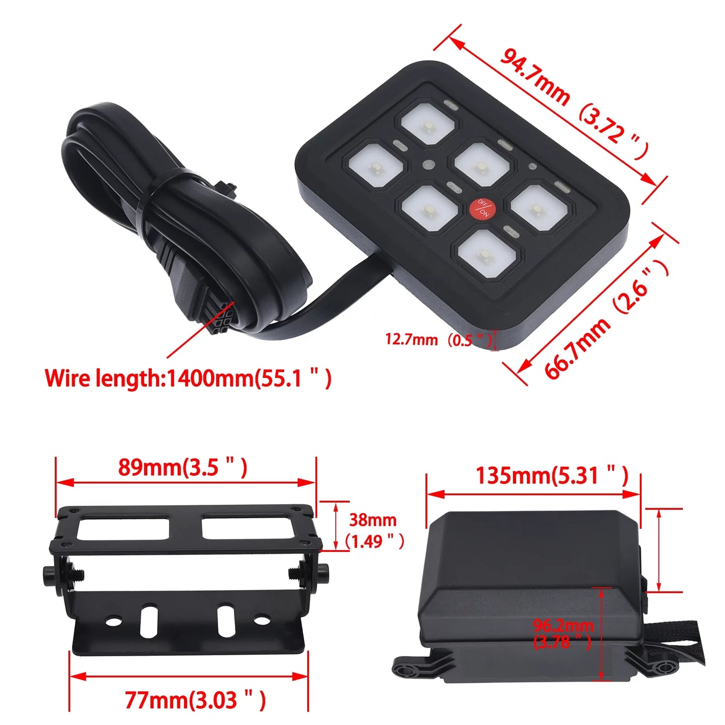 Switch ATV Blue Relay Geloo Circuit for 6 Switch Control Car System Panel Panel Gang Toggle Switch Box Truck UTV Pod LED Offroad Switch Multi-Function