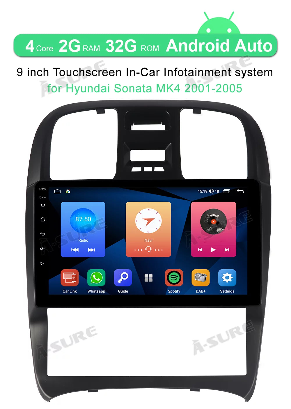 Sonata for CarPlay Srereo Hyundai Wireless 2+32G 11 Player 2001-2005 Car Android