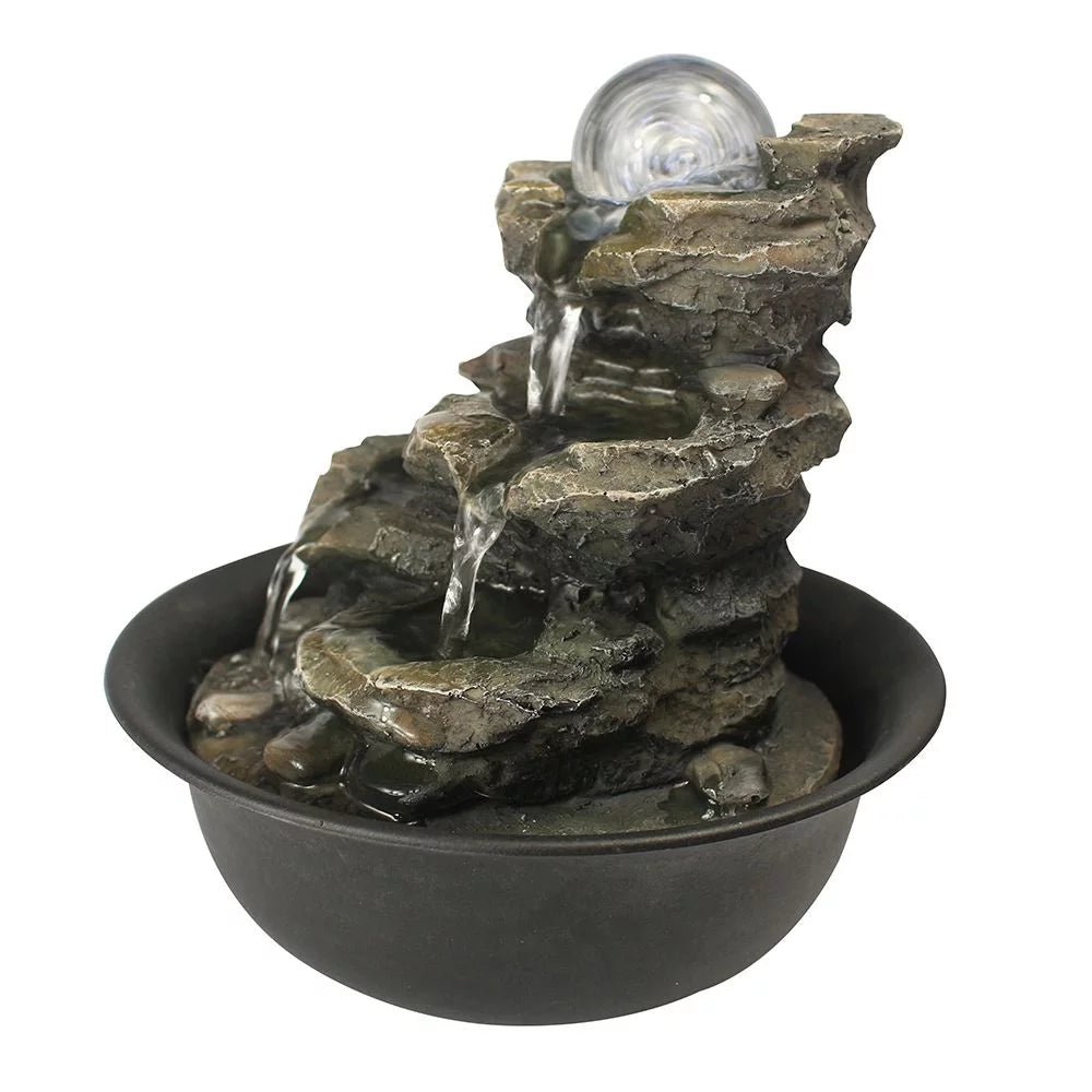 8.3inches Bedroom for Office & Ball Fountain with CoSoTower Relaxation LED Home Rock Water Crystal Lights Tabletop Cascading